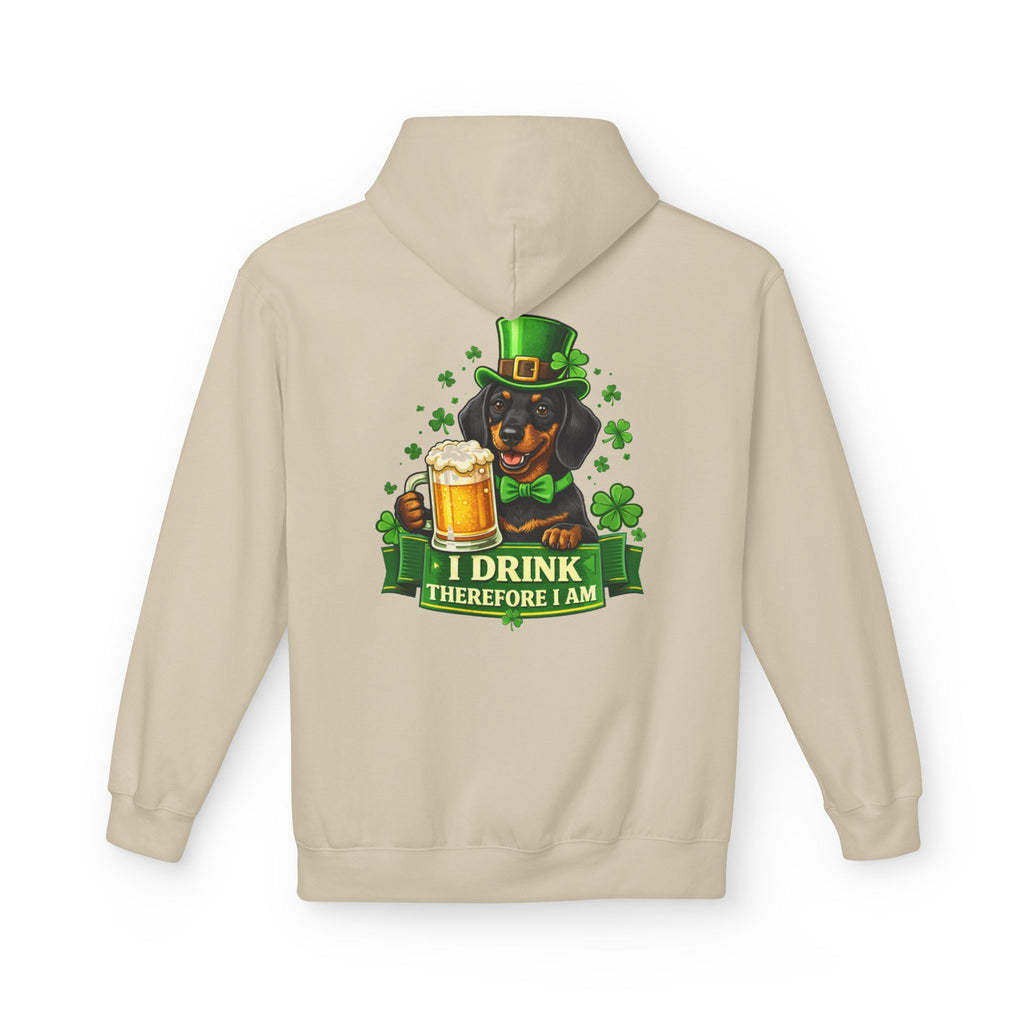 Dachshund Leprechaun I Drink Therefore I Am Hoodie | St. Patrick's Day Beer Shamrock
