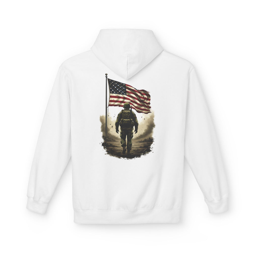 American Flag Soldier back print Hoodie | Patriotic veteran military design