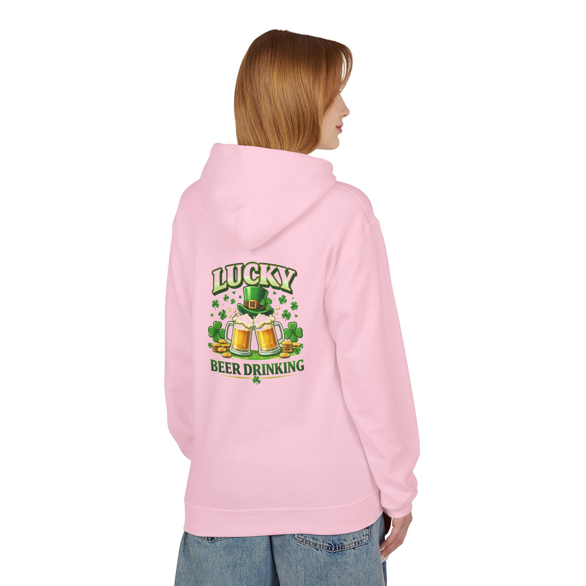 Hoodie — "Lucky Beer Drinking" St. Patrick's Day Shamrock Sweatshirt