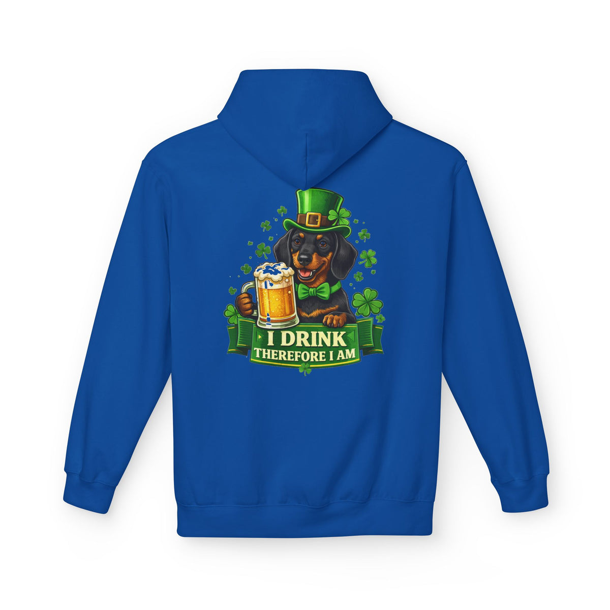 Dachshund Leprechaun I Drink Therefore I Am Hoodie | St. Patrick's Day Beer Shamrock