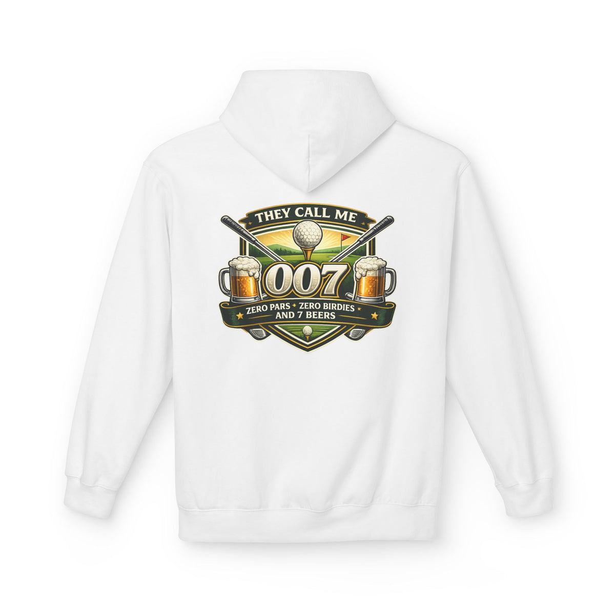 They Call Me 007 Golf Logo Hoodie | Golfers 007 Badge, Beer & Par Tee Design