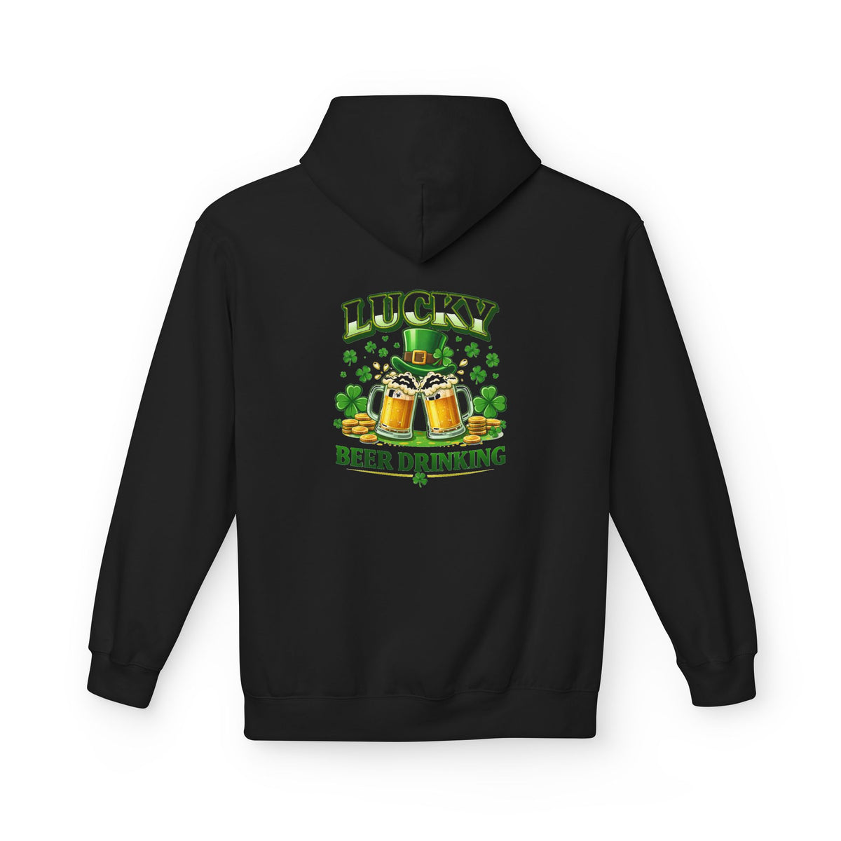 Lucky Beer Drinking Hoodie | St. Patrick's Day Shamrock Beer Graphic