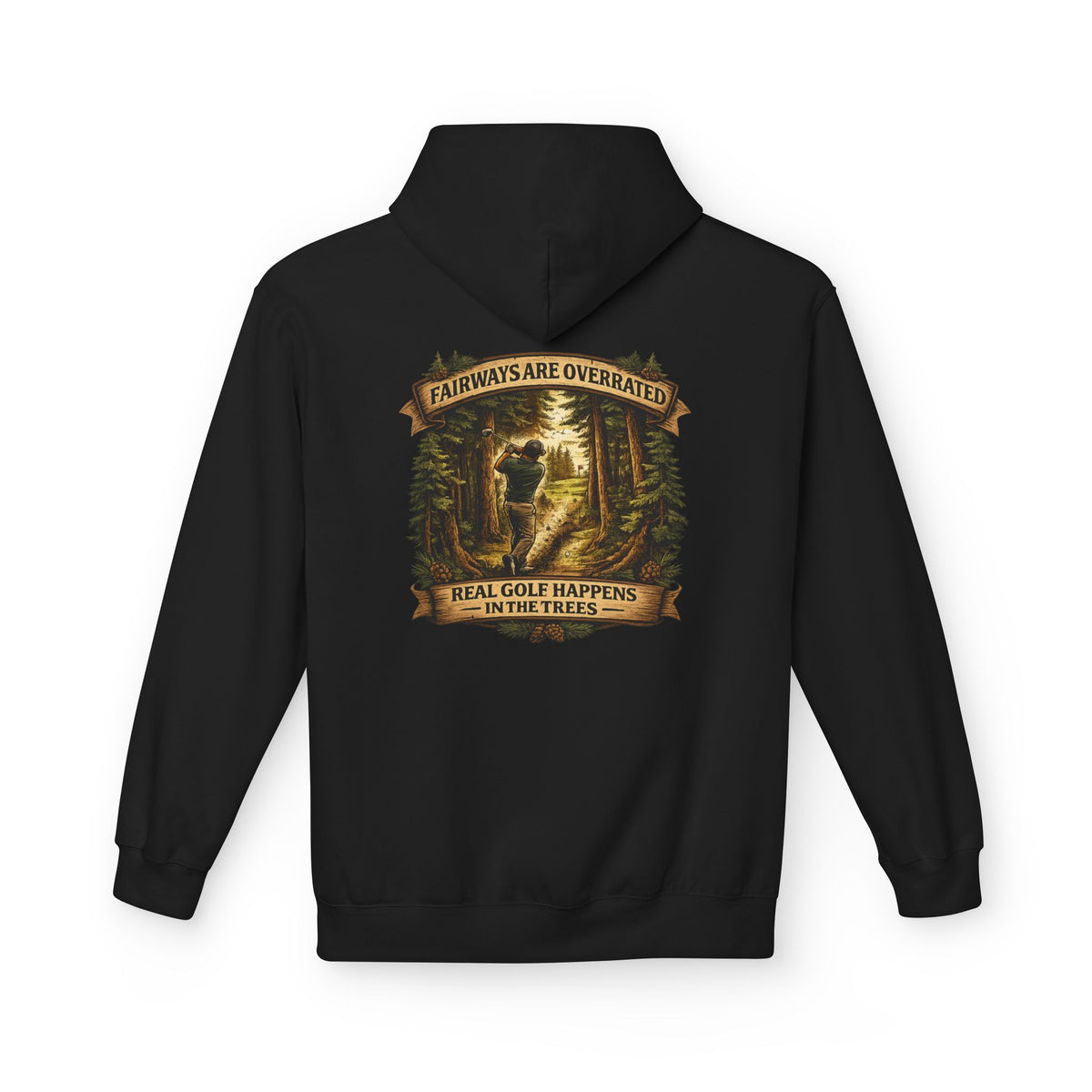 Fairways are Overrated Illustration Hoodie | 'Fairways Are Overrated' Woodland Golf Design