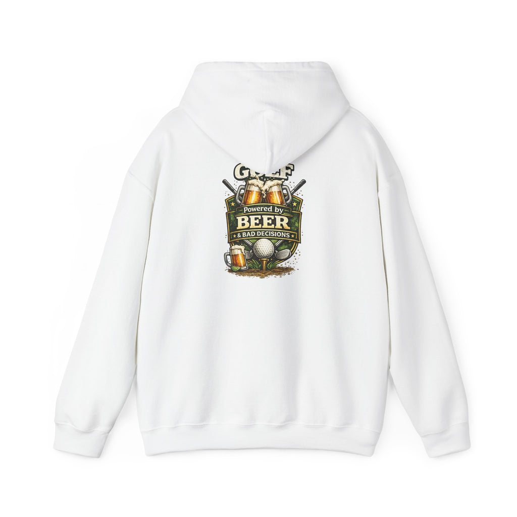 Powered by Beer hoodie | brewery crest, beer mugs, hops design