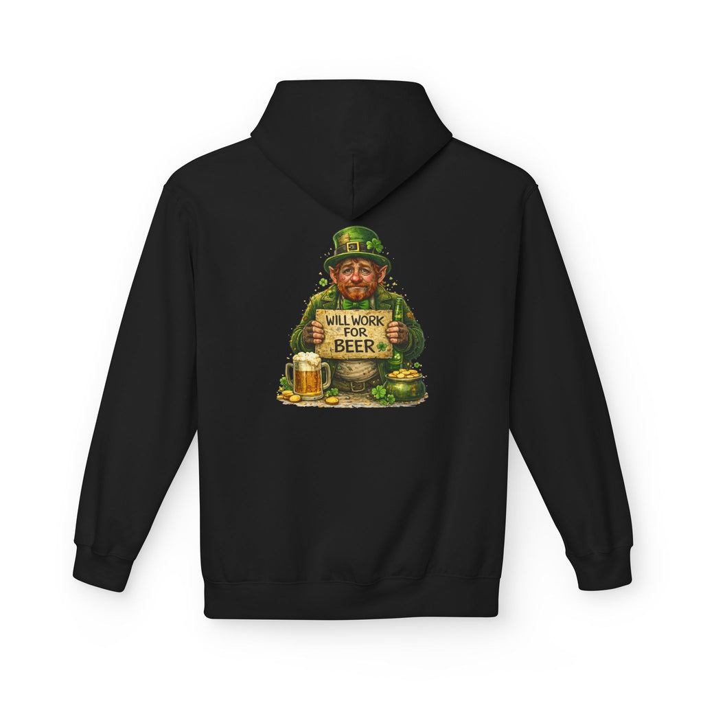 Will Work For Beer Hoodie | St. Patrick's Day Leprechaun Shamrock Design