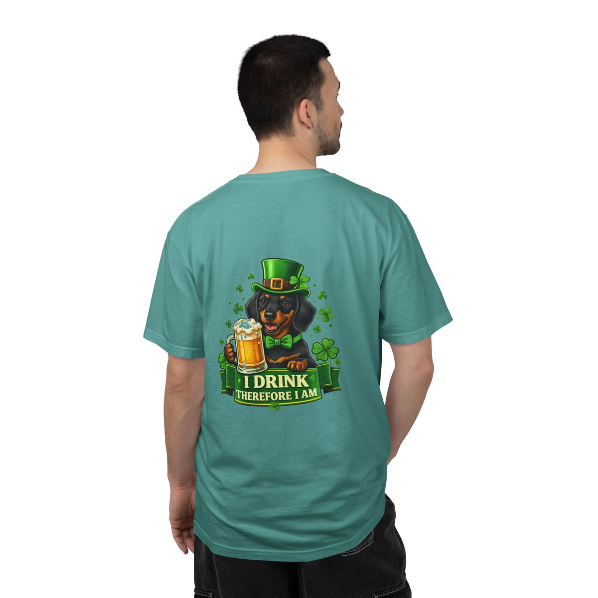 St. Patrick's Day Dachshund T-Shirt - 'I Drink Therefore I Am' Beer Graphic