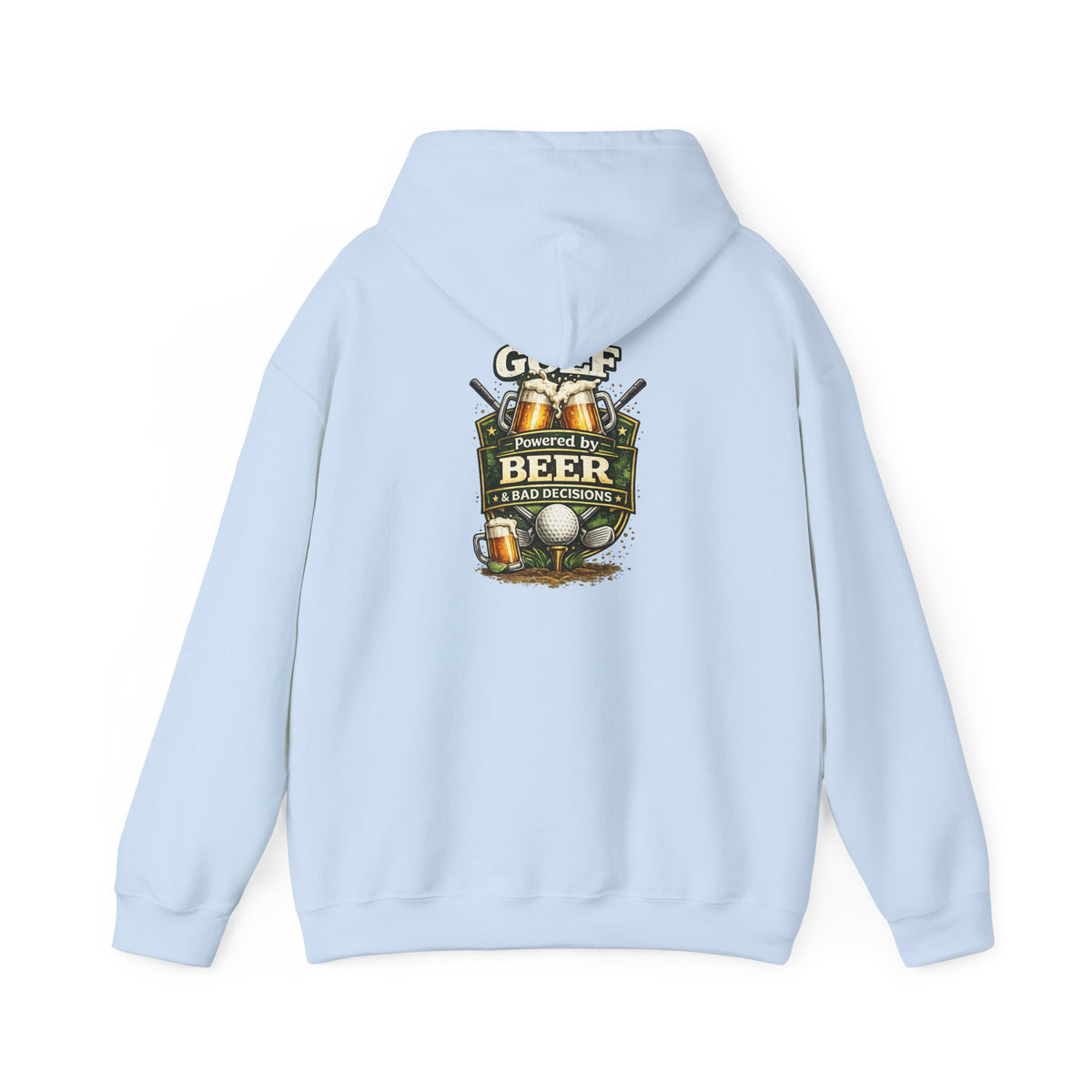Powered by Beer hoodie | brewery crest, beer mugs, hops design