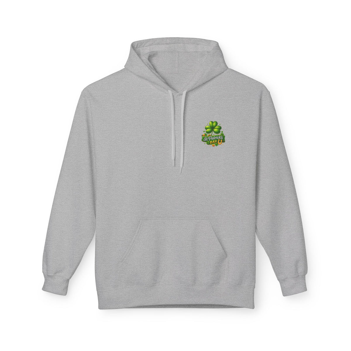 St. Patrick's Leprechaun Hoodie — "Will Work For Beer" Shamrock Graphic