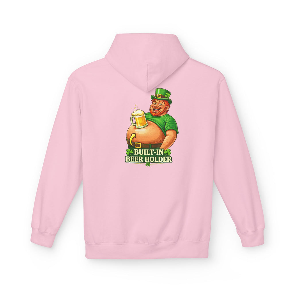 St. Patrick's Day Hoodie — 'Built-In Beer Holder' Leprechaun Beer Graphic
