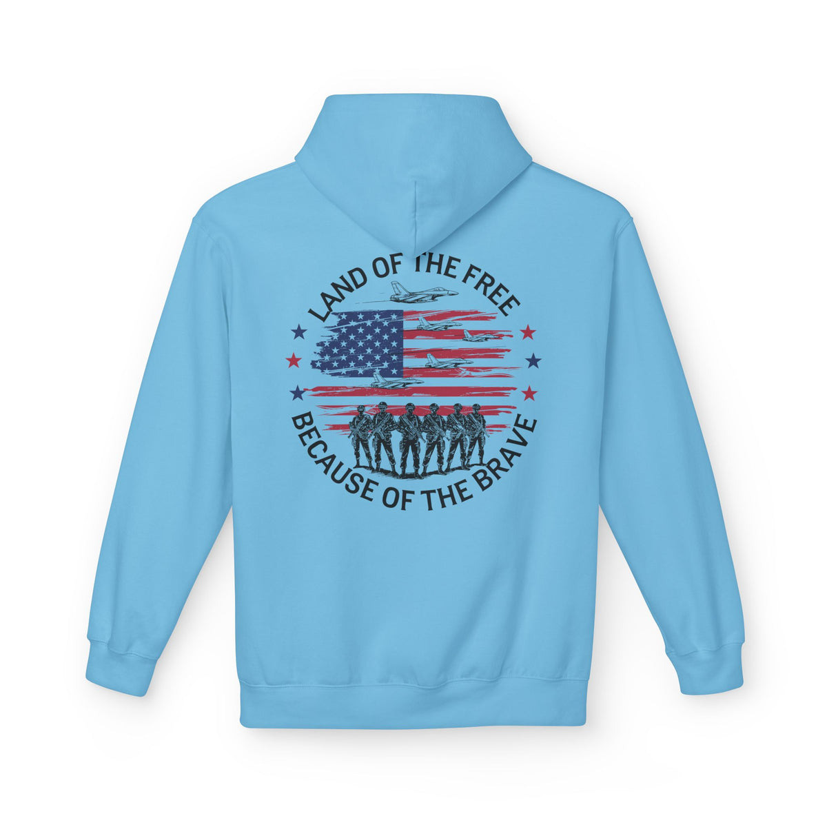 Land of the Free Because of the Brave Hoodie | American Flag Soldiers
