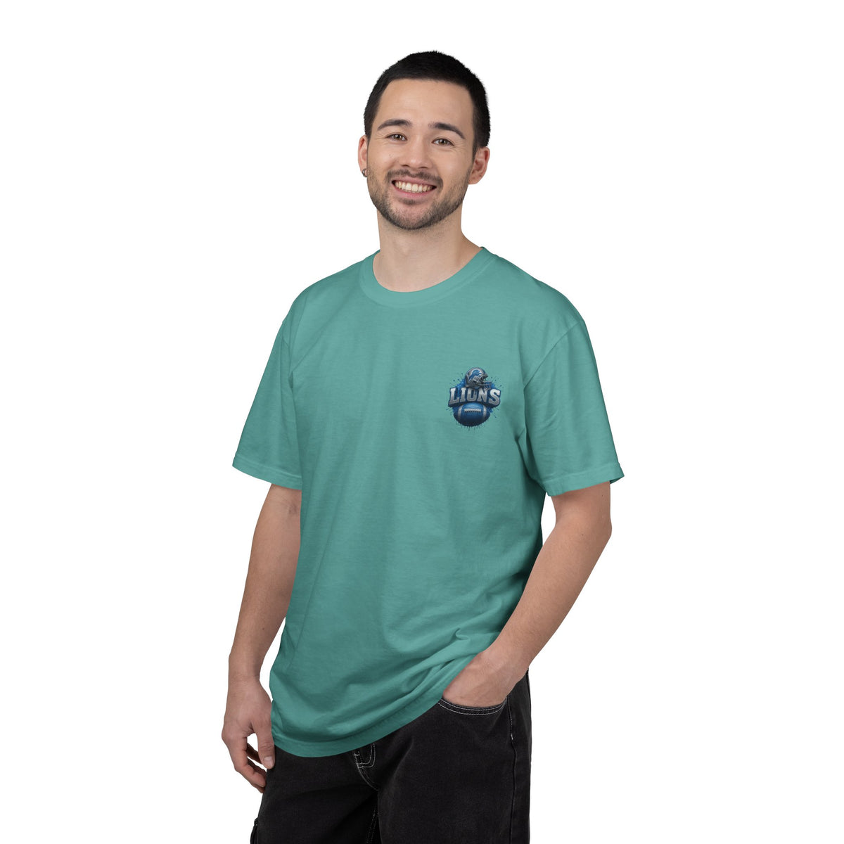 Football Graphic T-Shirt — Helmet & Ball Back Print