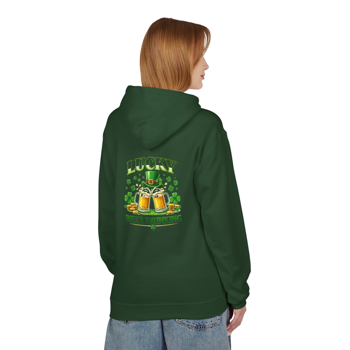 Hoodie — "Lucky Beer Drinking" St. Patrick's Day Shamrock Sweatshirt