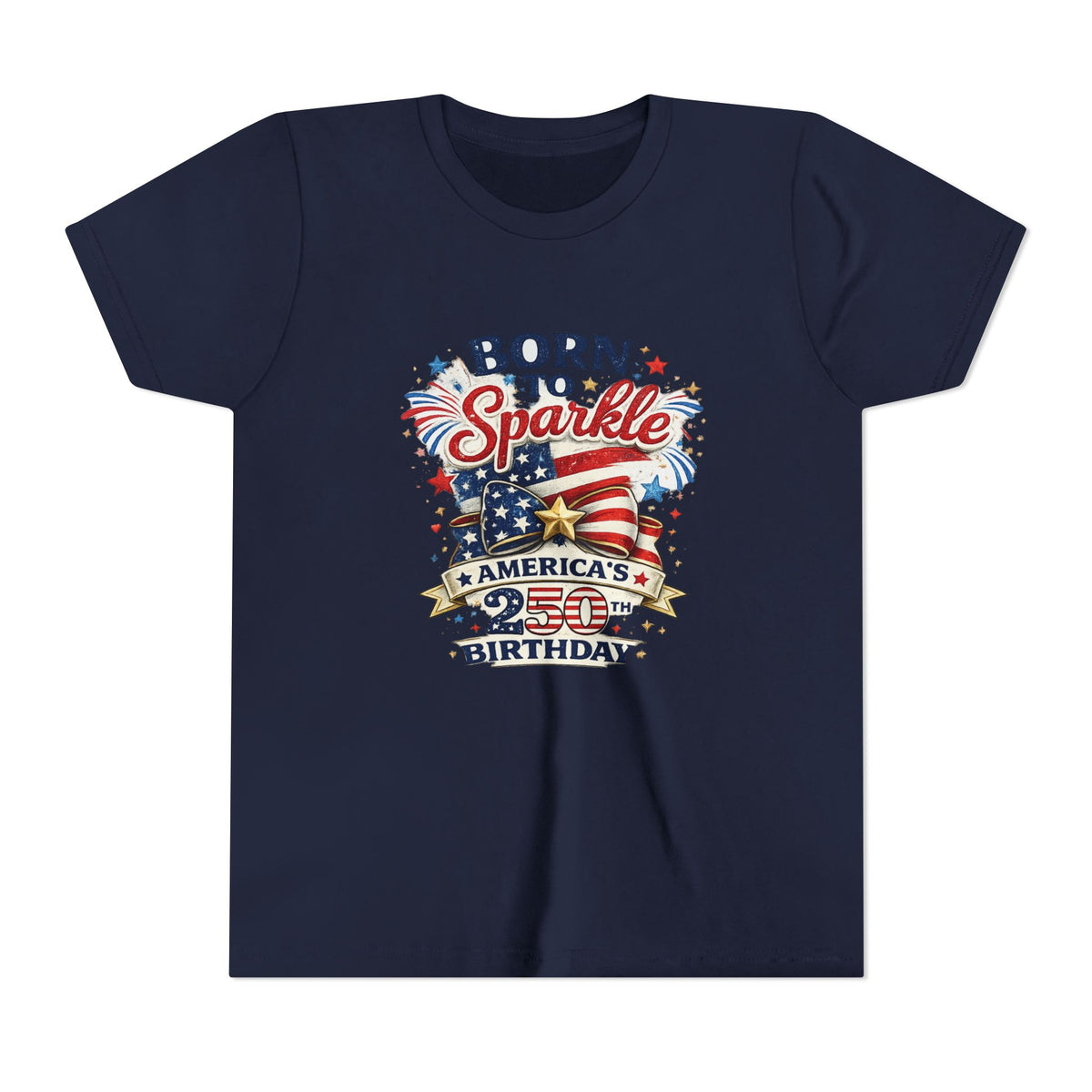 Born to Sparkle Youth Tee | America 250th Birthday Patriotic Stars