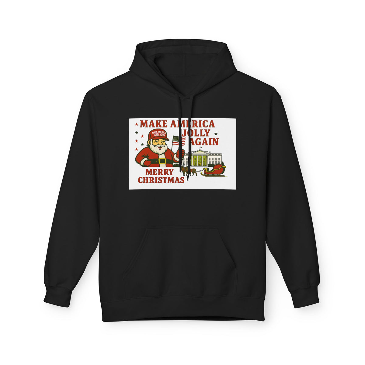 Make America Jolly Again Christmas Hoodie — Santa & White House Holiday Sweatshirt