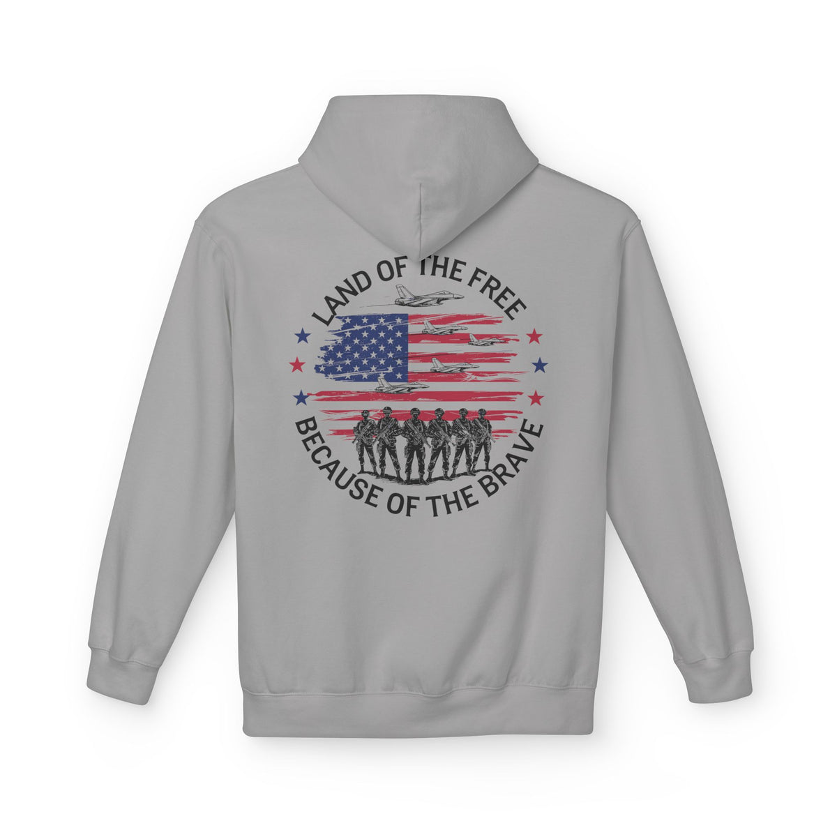 Land of the Free Because of the Brave Hoodie | American Flag Soldiers