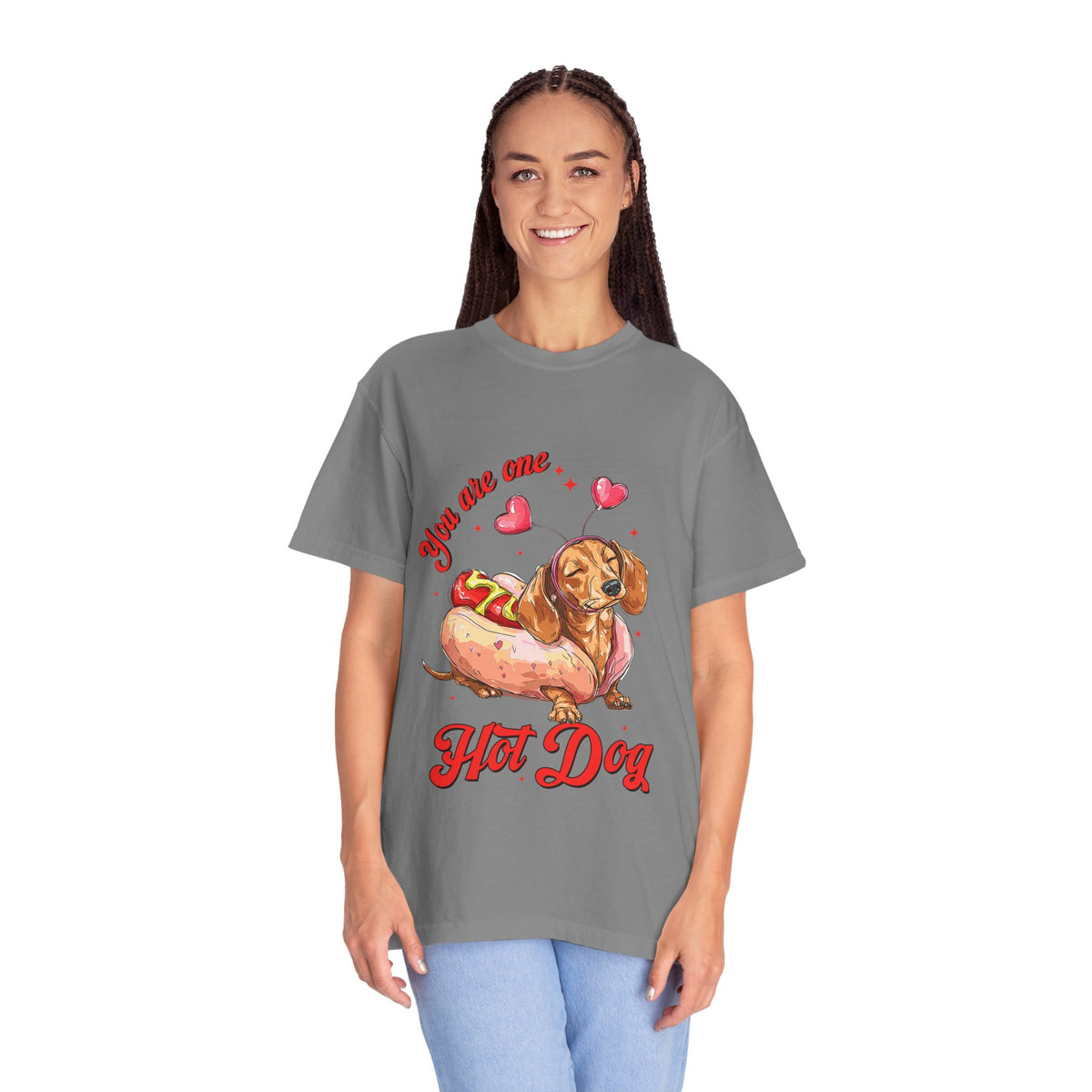 You Are One Hot Dog T-Shirt — Cute Dachshund Valentine Graphic Tee