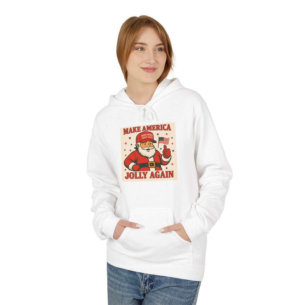Make America Jolly Again Hoodie — Retro Santa Christmas Pullover