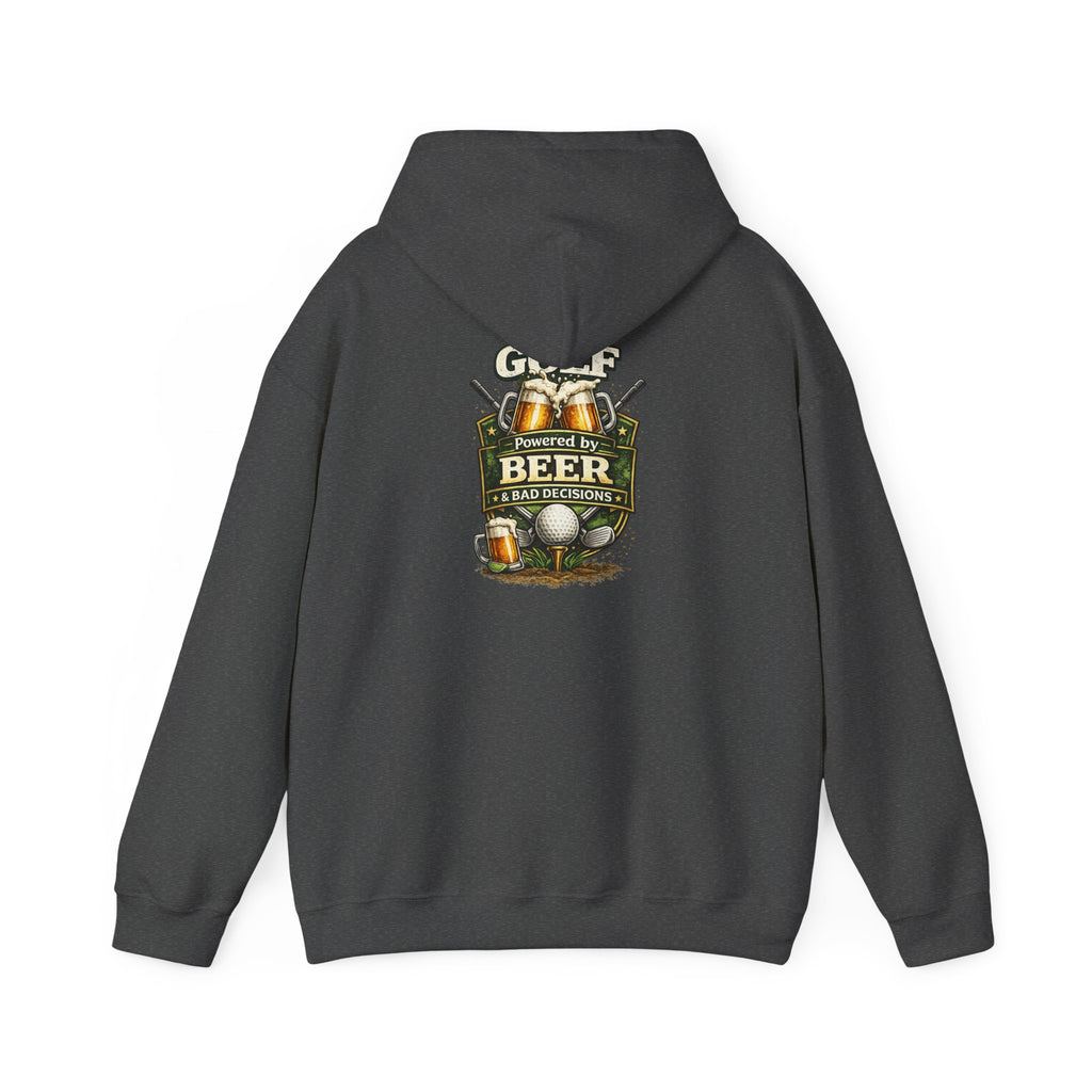 Powered by Beer hoodie | brewery crest, beer mugs, hops design