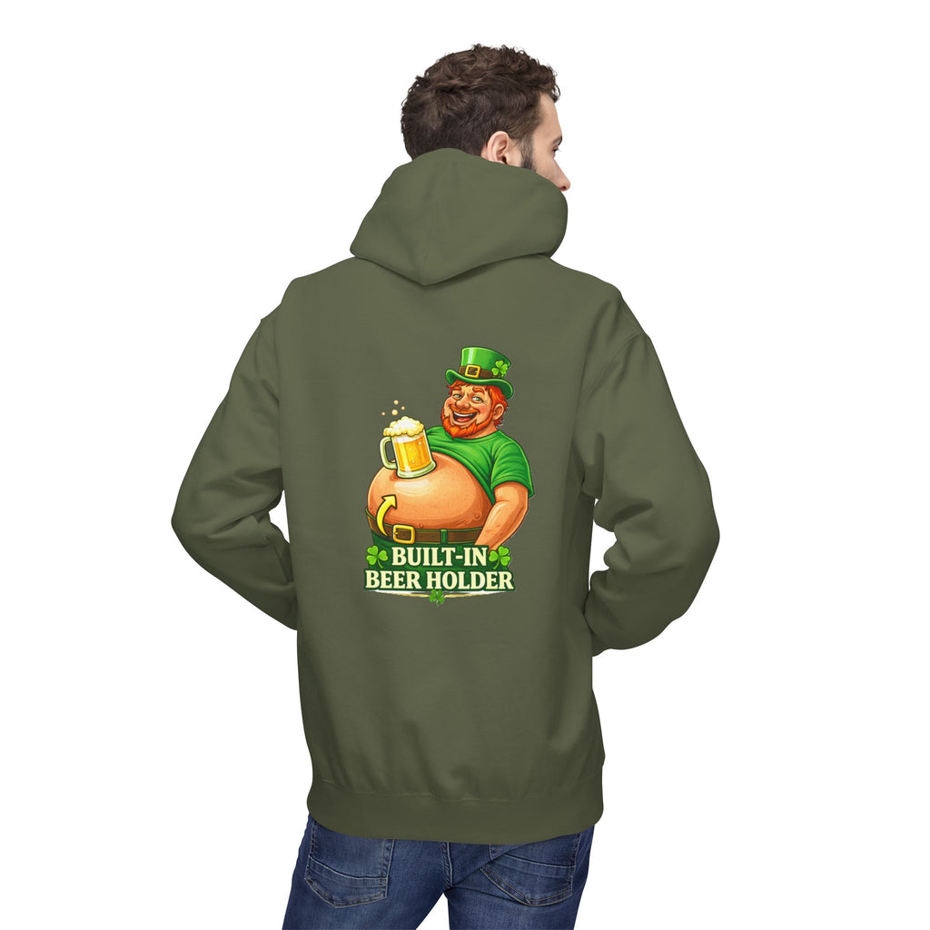 Built-In Beer Holder Hoodie | St. Patrick's Day Leprechaun Beer Belly Design