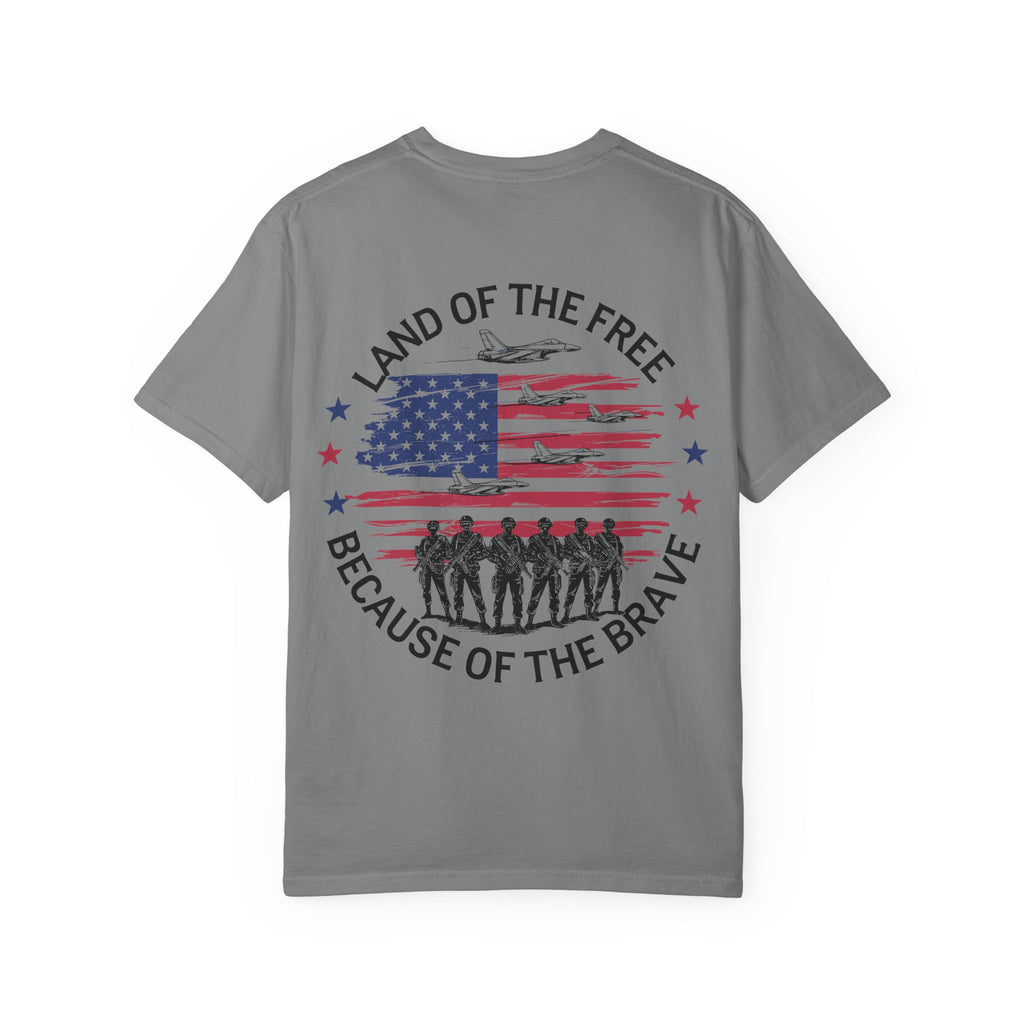 Land of the Free Because of the Brave T-Shirt | American Flag Soldiers