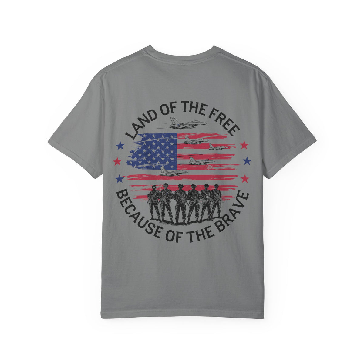 Land of the Free Because of the Brave T-Shirt | American Flag Soldiers