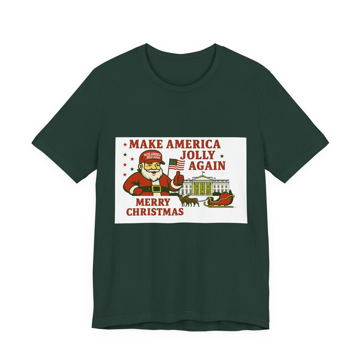 T-Shirt — "Make America Jolly Again" Merry Christmas Santa White Tee