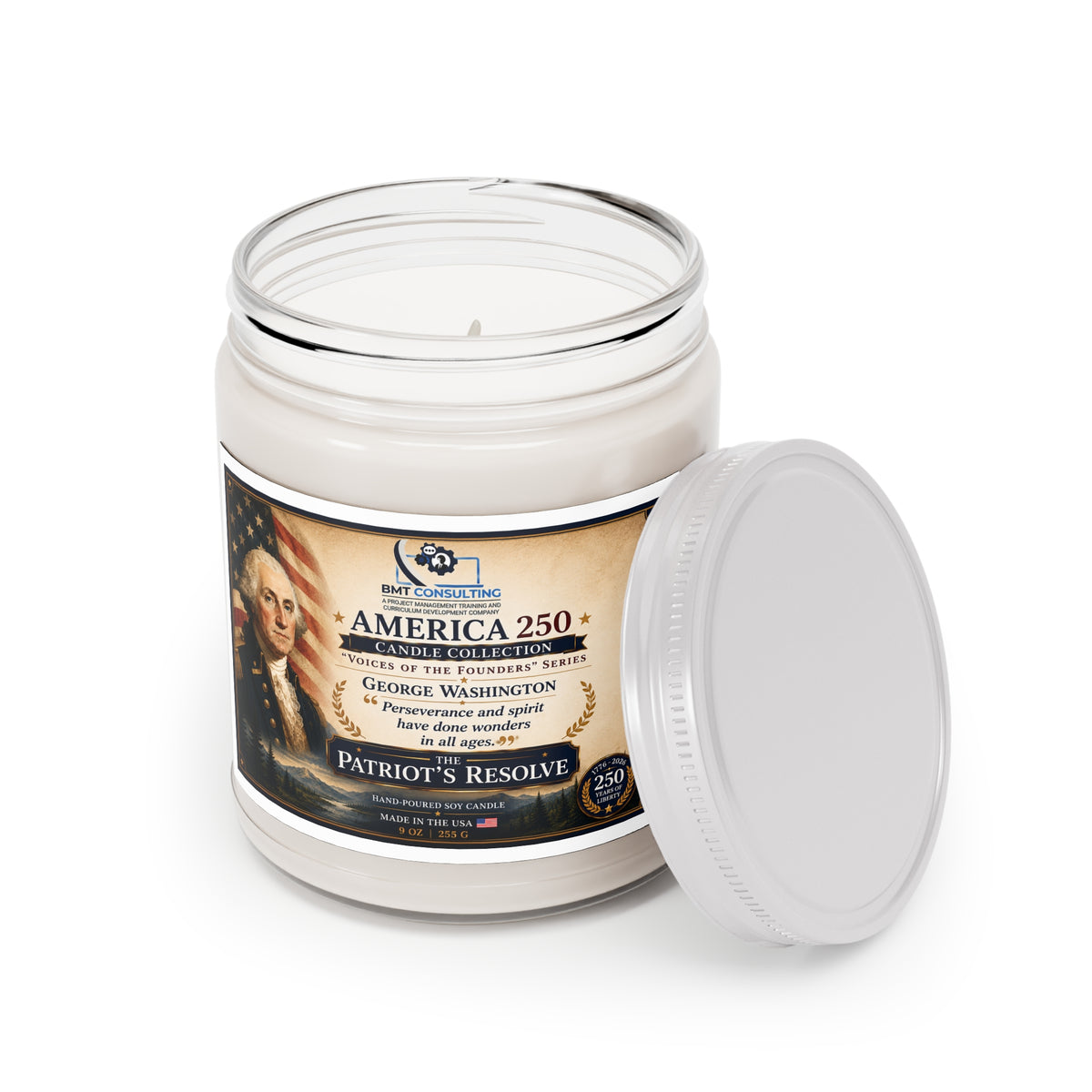 George Washington Portrait Patriotic Candle | 9oz Soy Candle