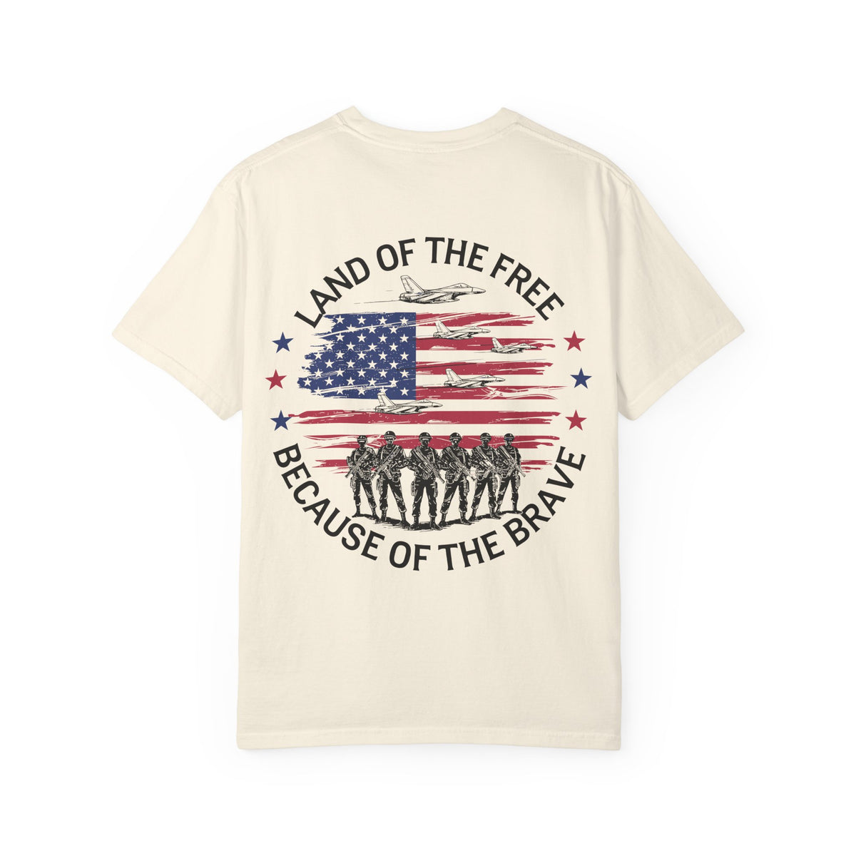 Land of the Free Because of the Brave T-Shirt | American Flag Soldiers