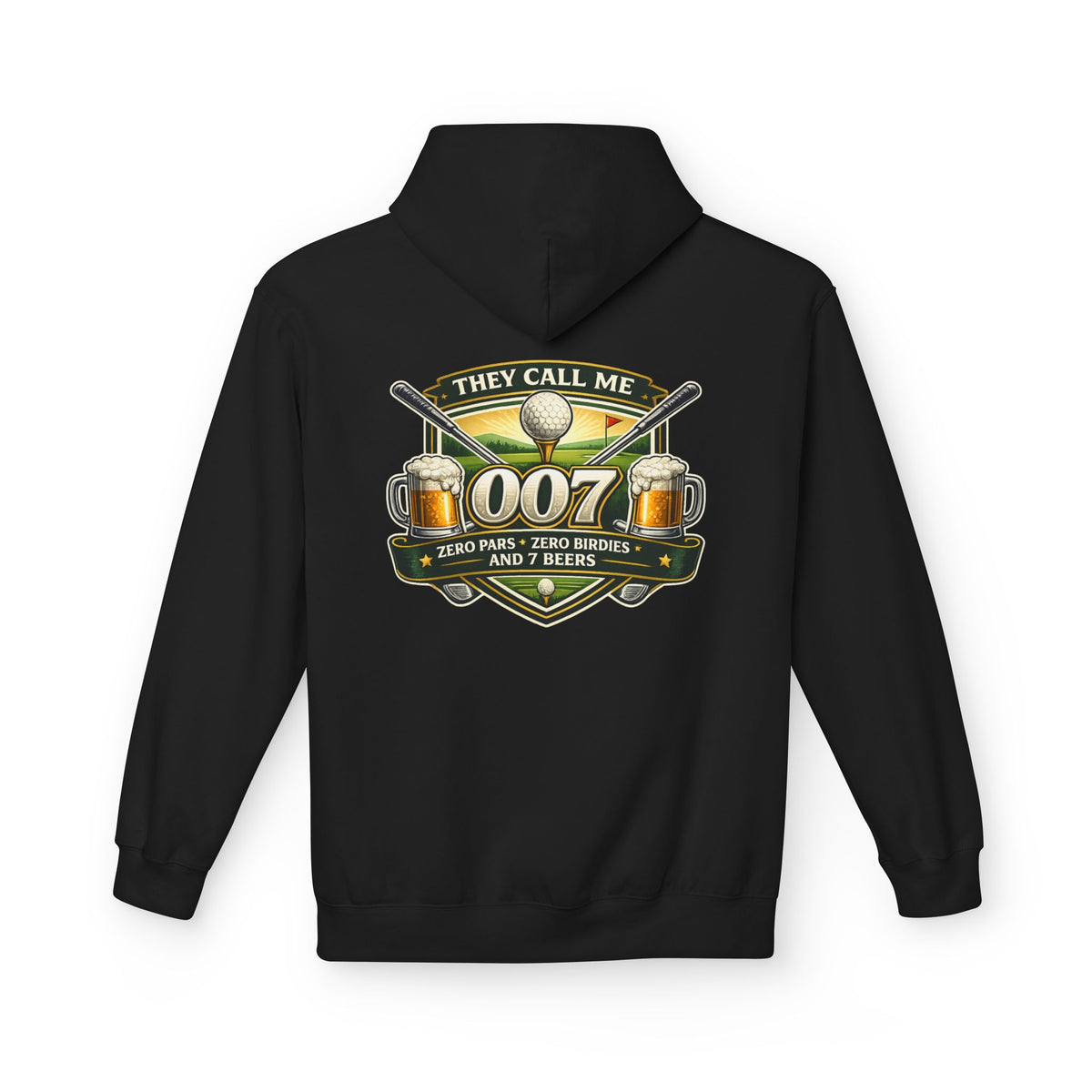 They Call Me 007 Golf Logo Hoodie | Golfers 007 Badge, Beer & Par Tee Design