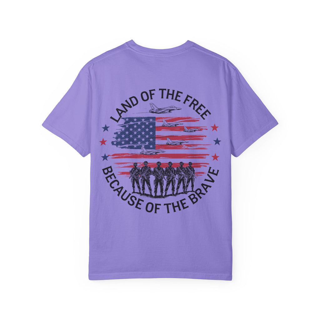 Land of the Free Because of the Brave T-Shirt | American Flag Soldiers