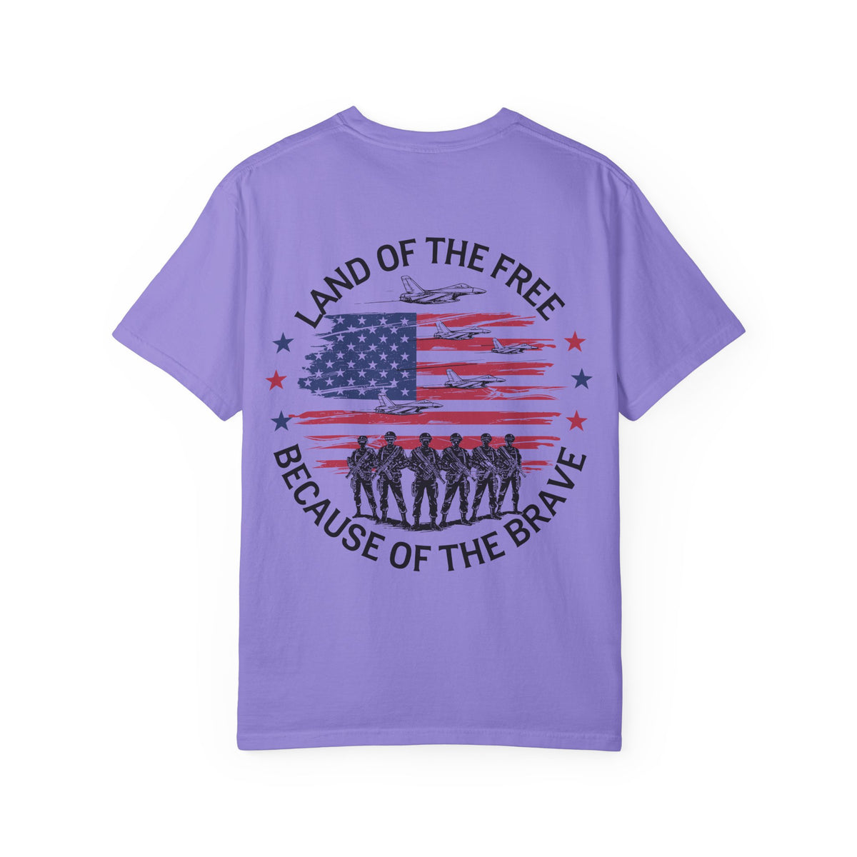 Land of the Free Because of the Brave T-Shirt | American Flag Soldiers