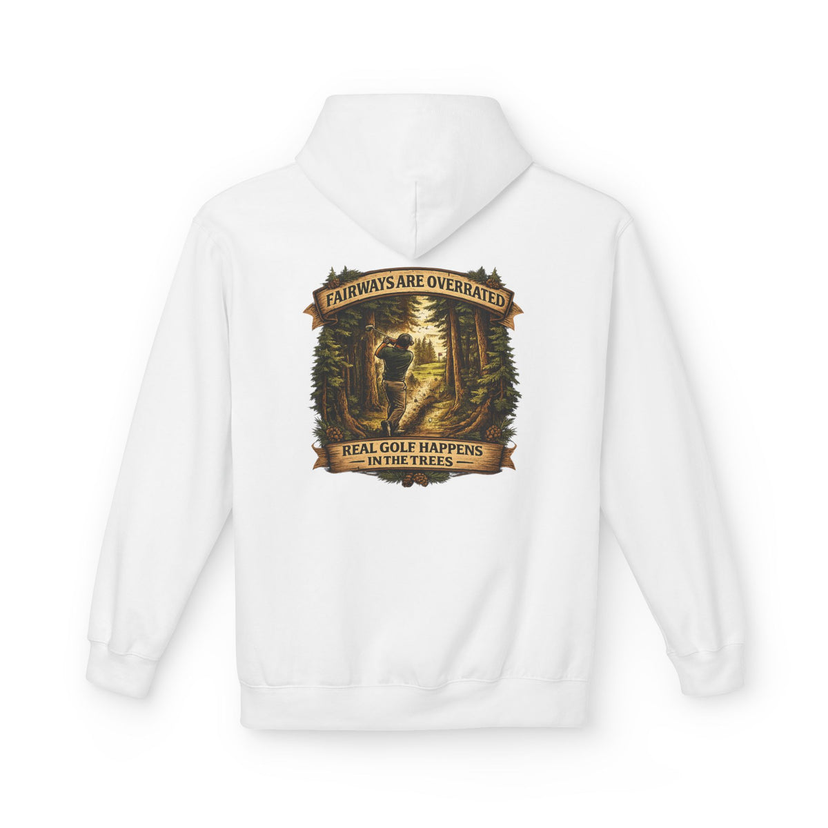 Fairways are Overrated Illustration Hoodie | 'Fairways Are Overrated' Woodland Golf Design