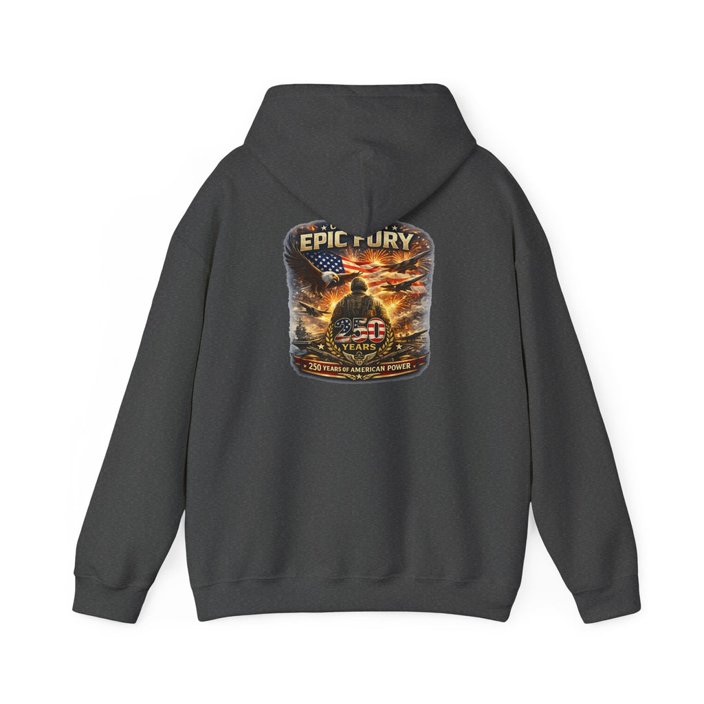 Epic Fury Soldier Helmet Hoodie | Military Memorial, American Flag