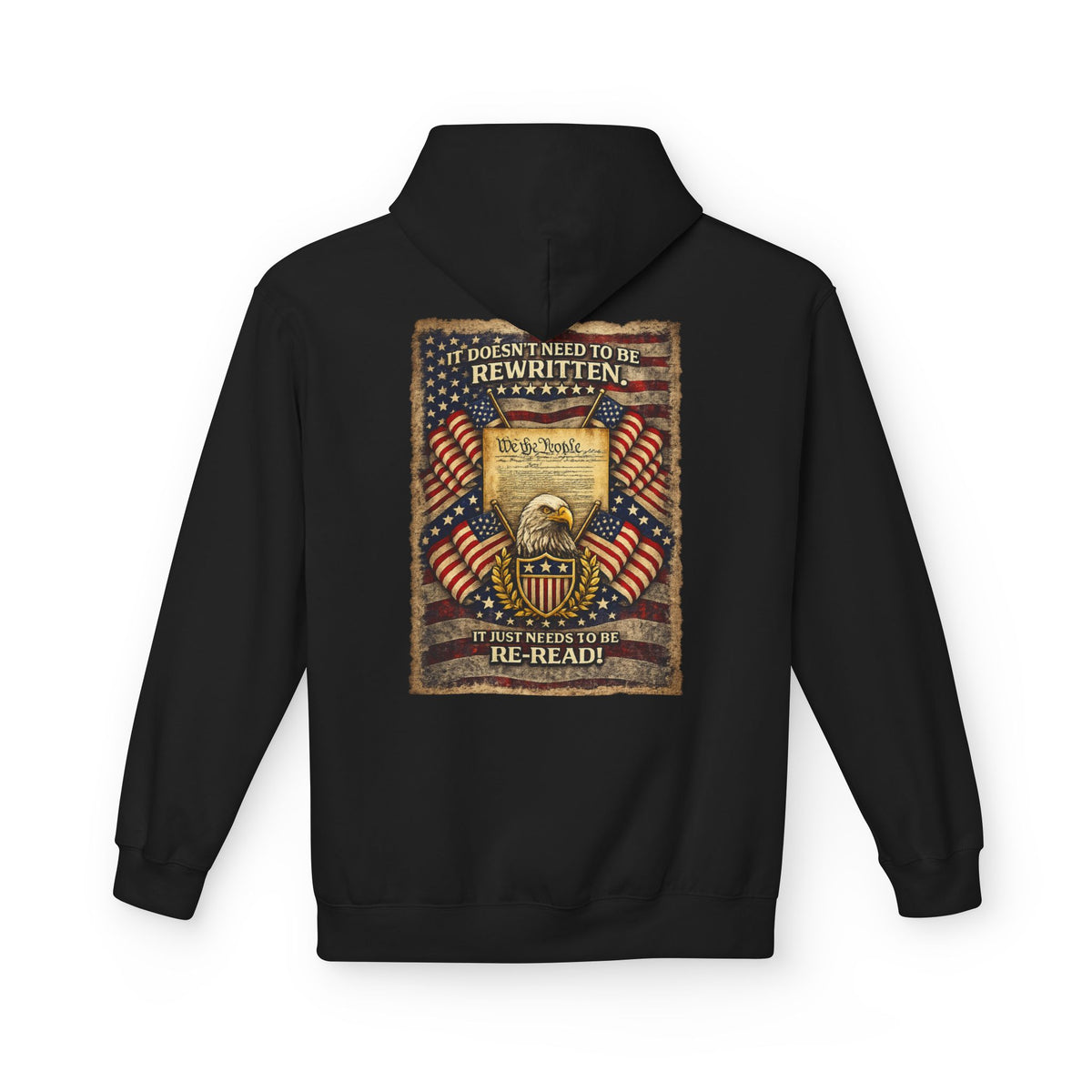 Constitution & Bald Eagle Hoodie | Patriotic American Flag, Historical Document Design