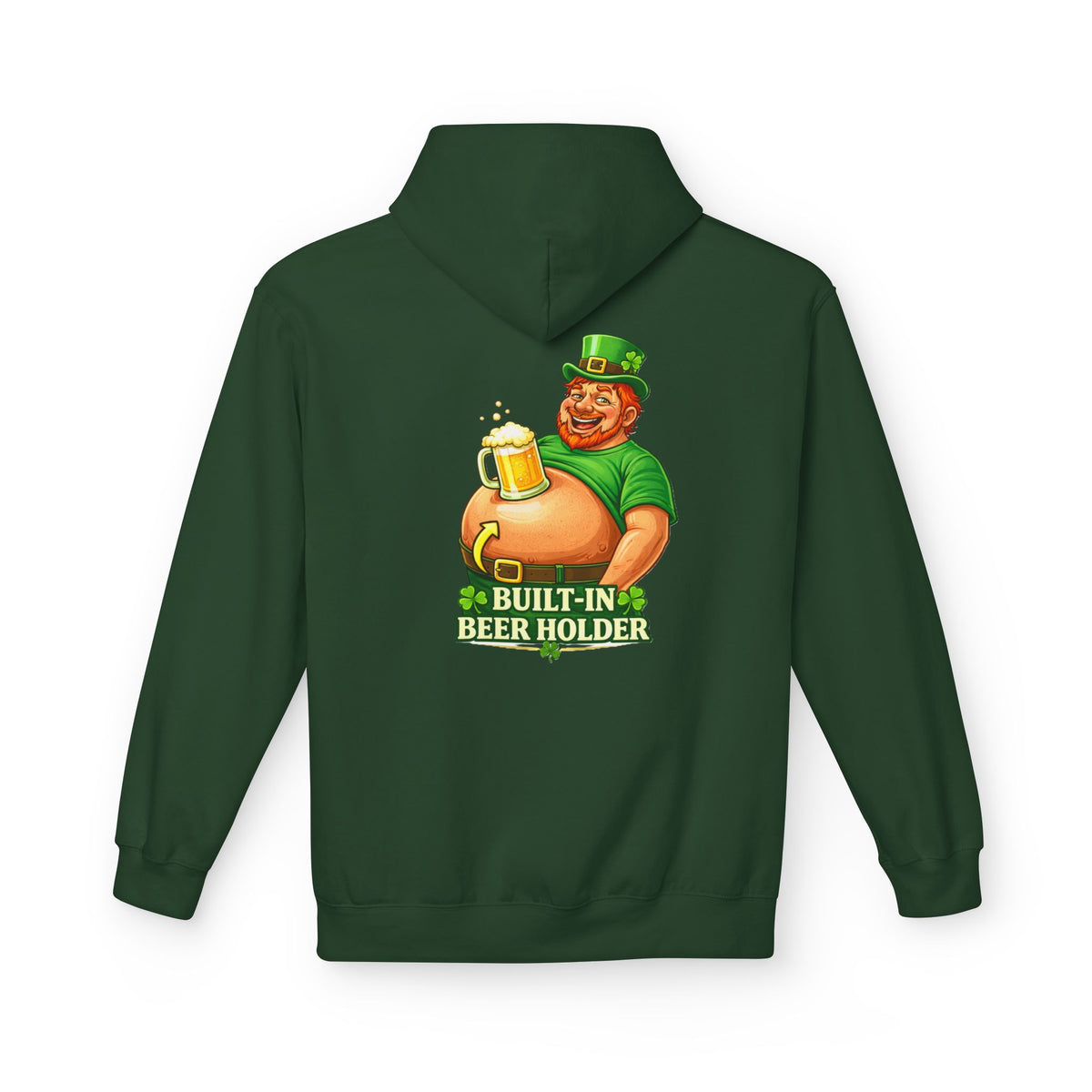 Built-In Beer Holder Hoodie | St. Patrick's Day Leprechaun Beer Belly Design