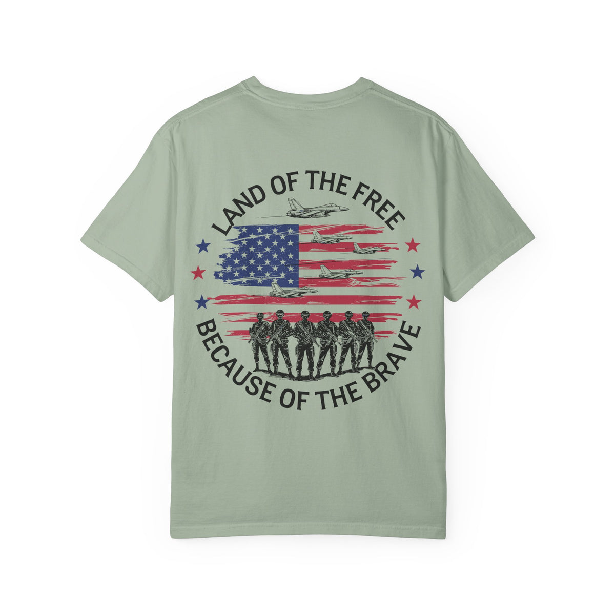 Land of the Free Because of the Brave T-Shirt | American Flag Soldiers