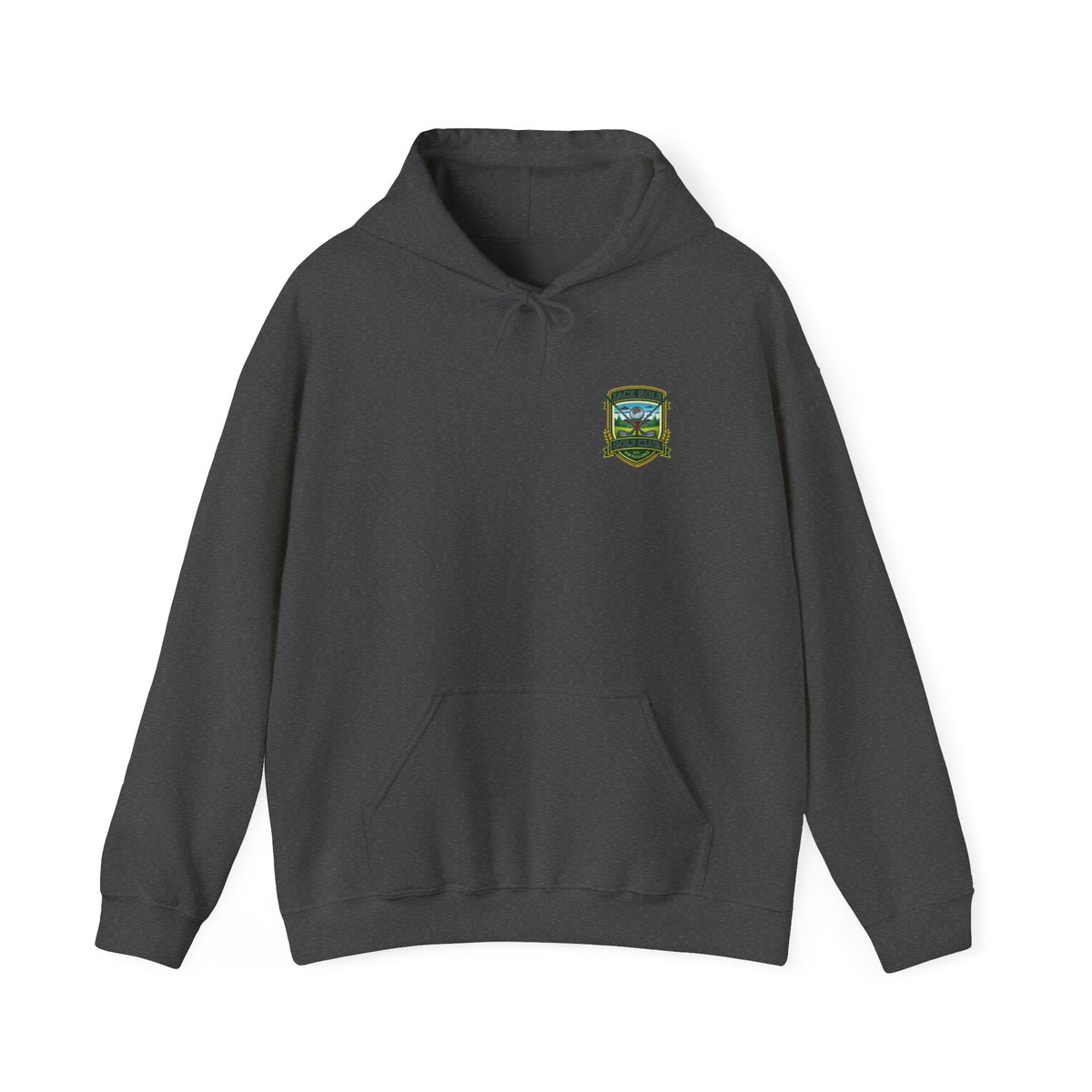 Powered by Beer hoodie | brewery crest, beer mugs, hops design