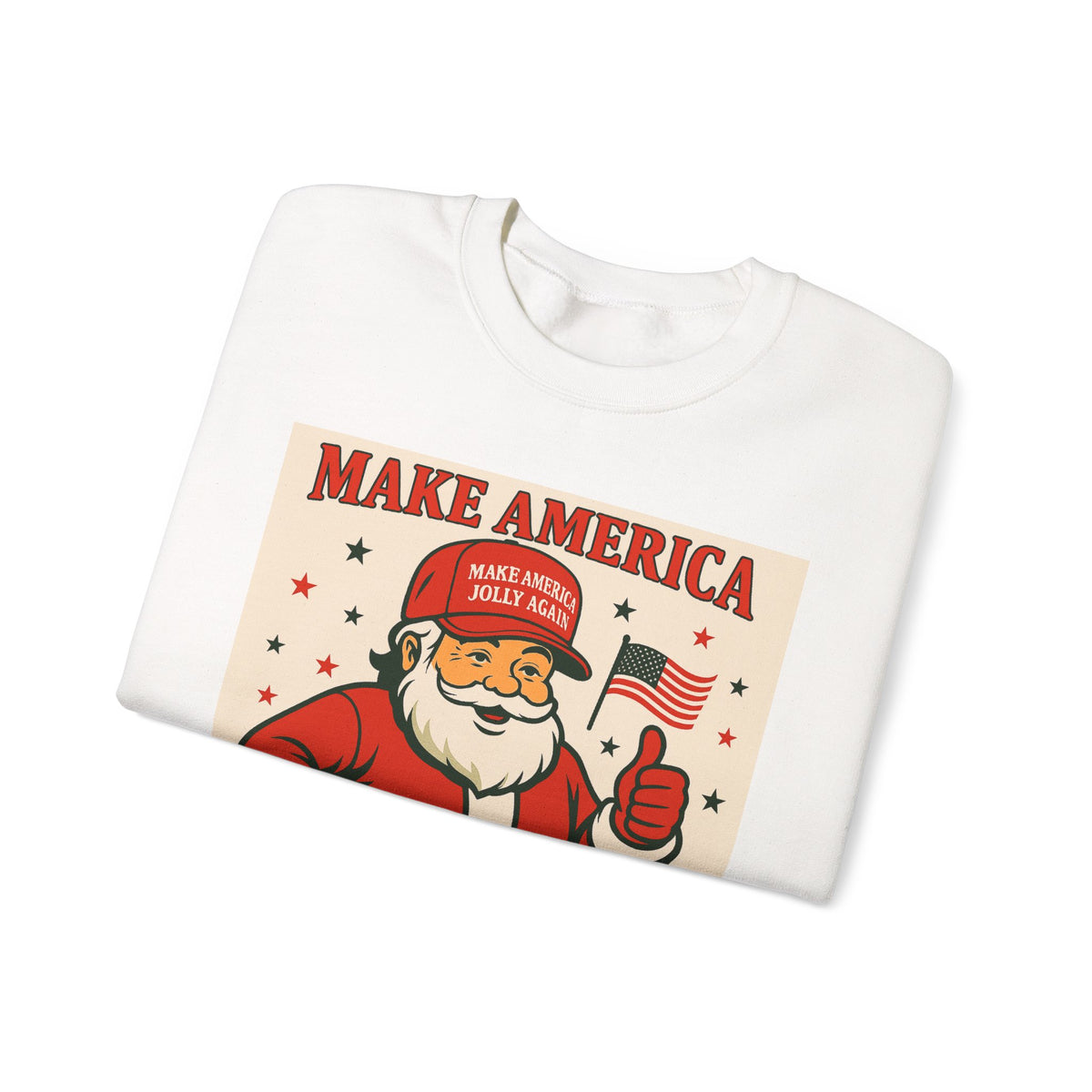 Crewneck Sweatshirt — "Make America Jolly Again" Vintage Santa Holiday Pullover