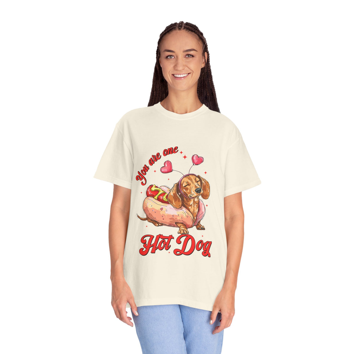 You Are One Hot Dog T-Shirt — Cute Dachshund Valentine Graphic Tee