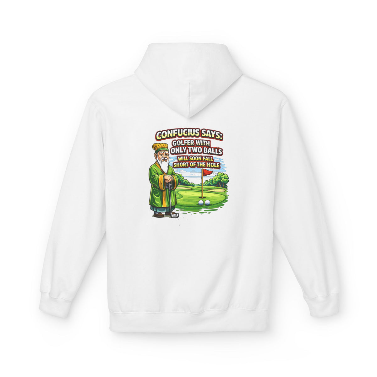 Confucius Says Golf Humor Hoodie | Funny Golf Cartoon, Two Balls Joke