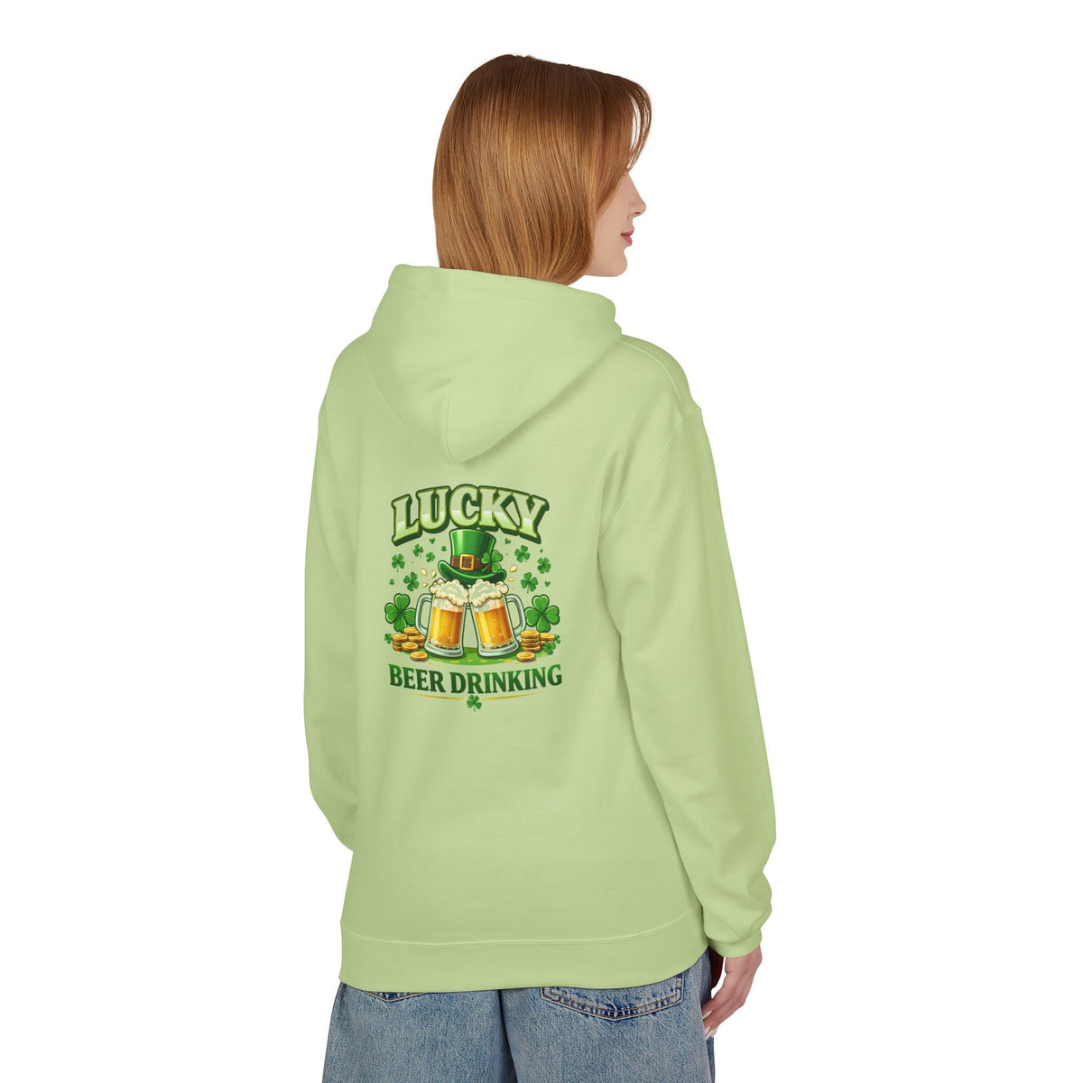 Hoodie — "Lucky Beer Drinking" St. Patrick's Day Shamrock Sweatshirt