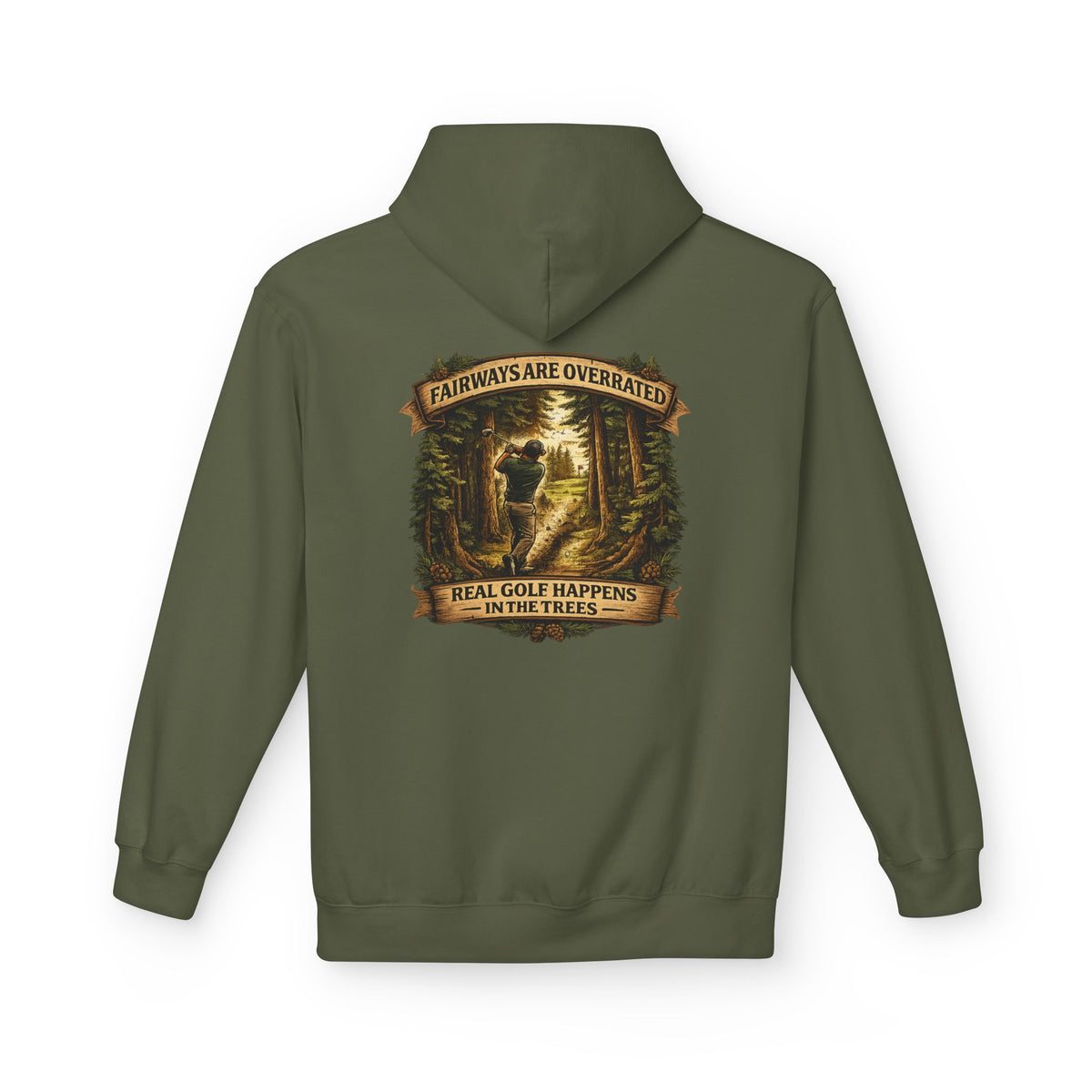 Fairways are Overrated Illustration Hoodie | 'Fairways Are Overrated' Woodland Golf Design