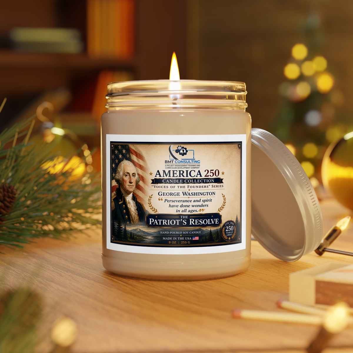 George Washington Portrait Patriotic Candle | 9oz Soy Candle
