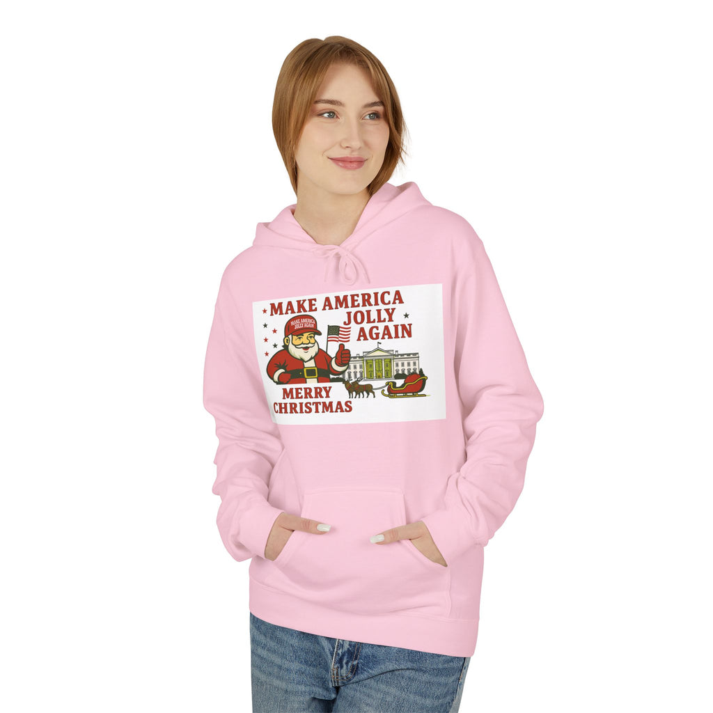 Make America Jolly Again Christmas Hoodie — Santa & White House Holiday Sweatshirt