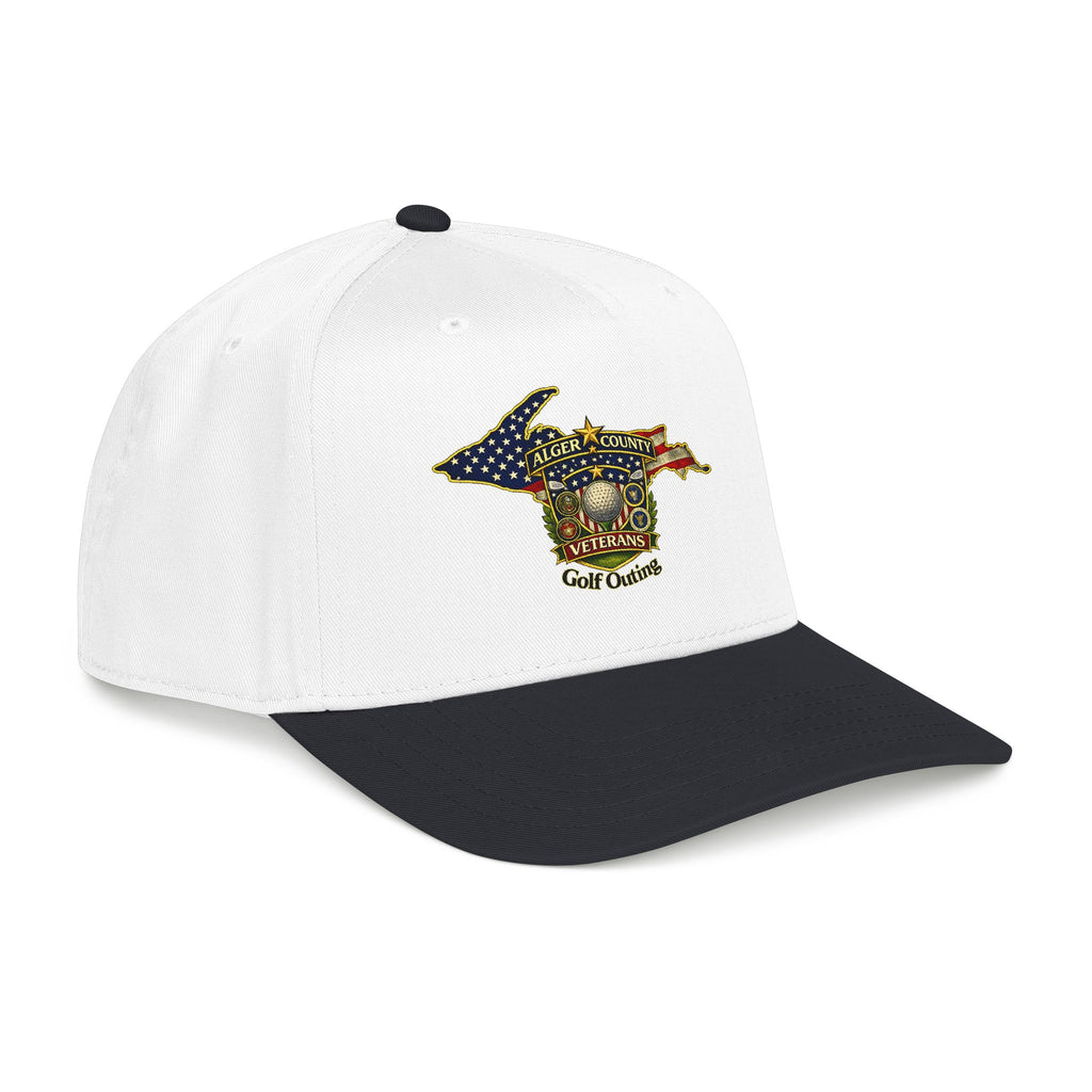 Alger County Veterans Golf Outing Mid Profile Baseball Cap | Michigan flag emblem