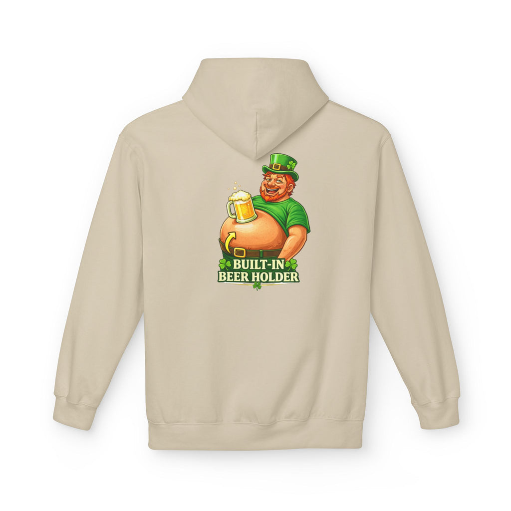 St. Patrick's Day Hoodie — 'Built-In Beer Holder' Leprechaun Beer Graphic