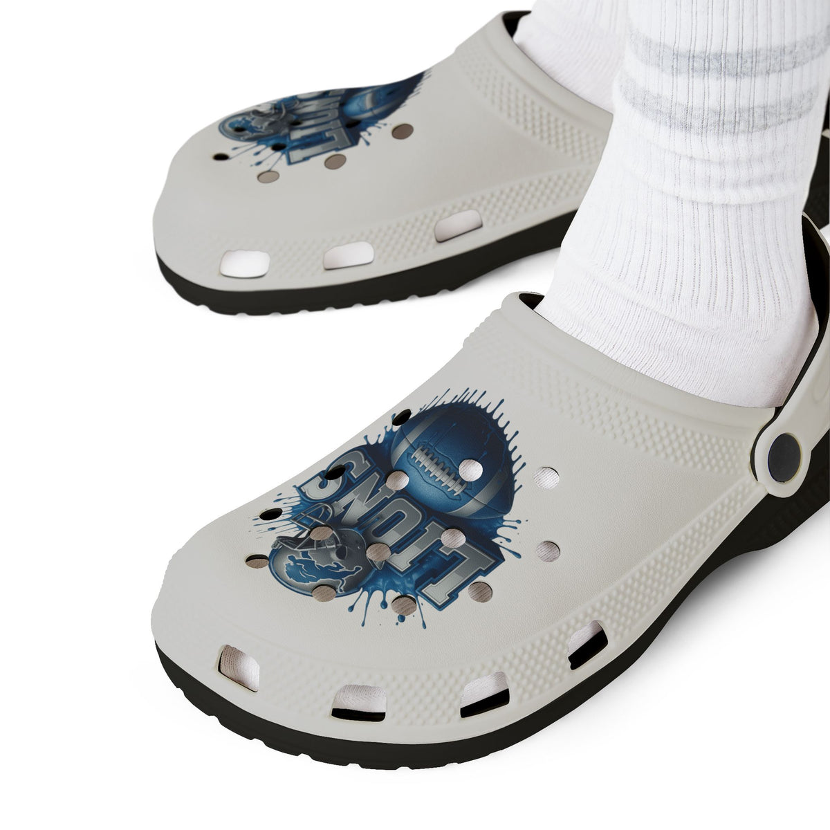 Lions Graphic EVA Foam Clogs — Lightweight Casual Slip-On Shoes
