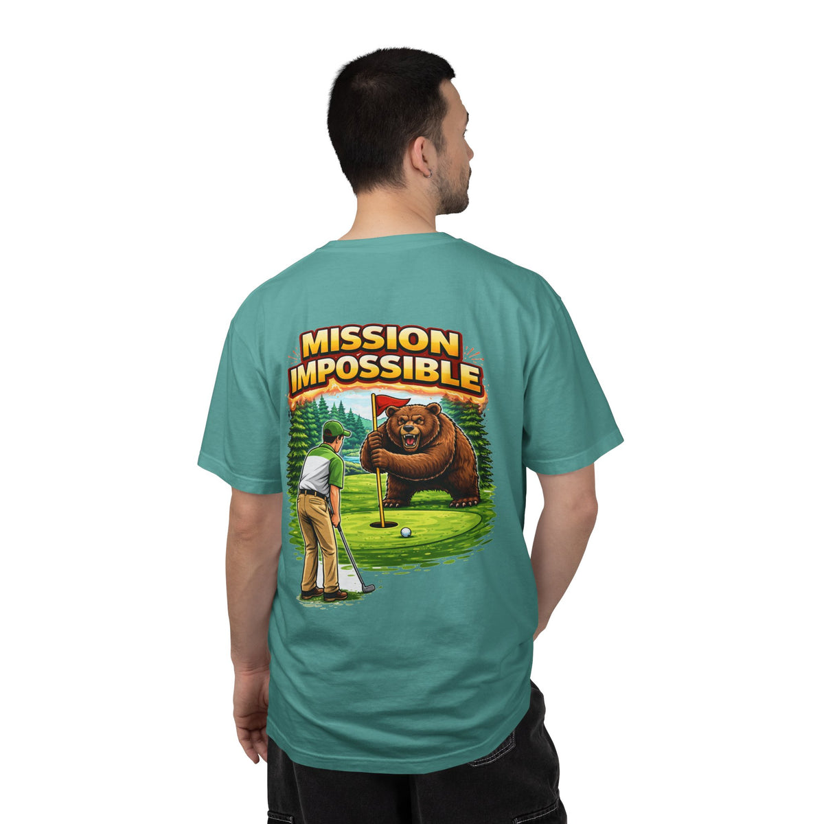 Mission Impossible golfing bear T-Shirt | Funny Golf Tee
