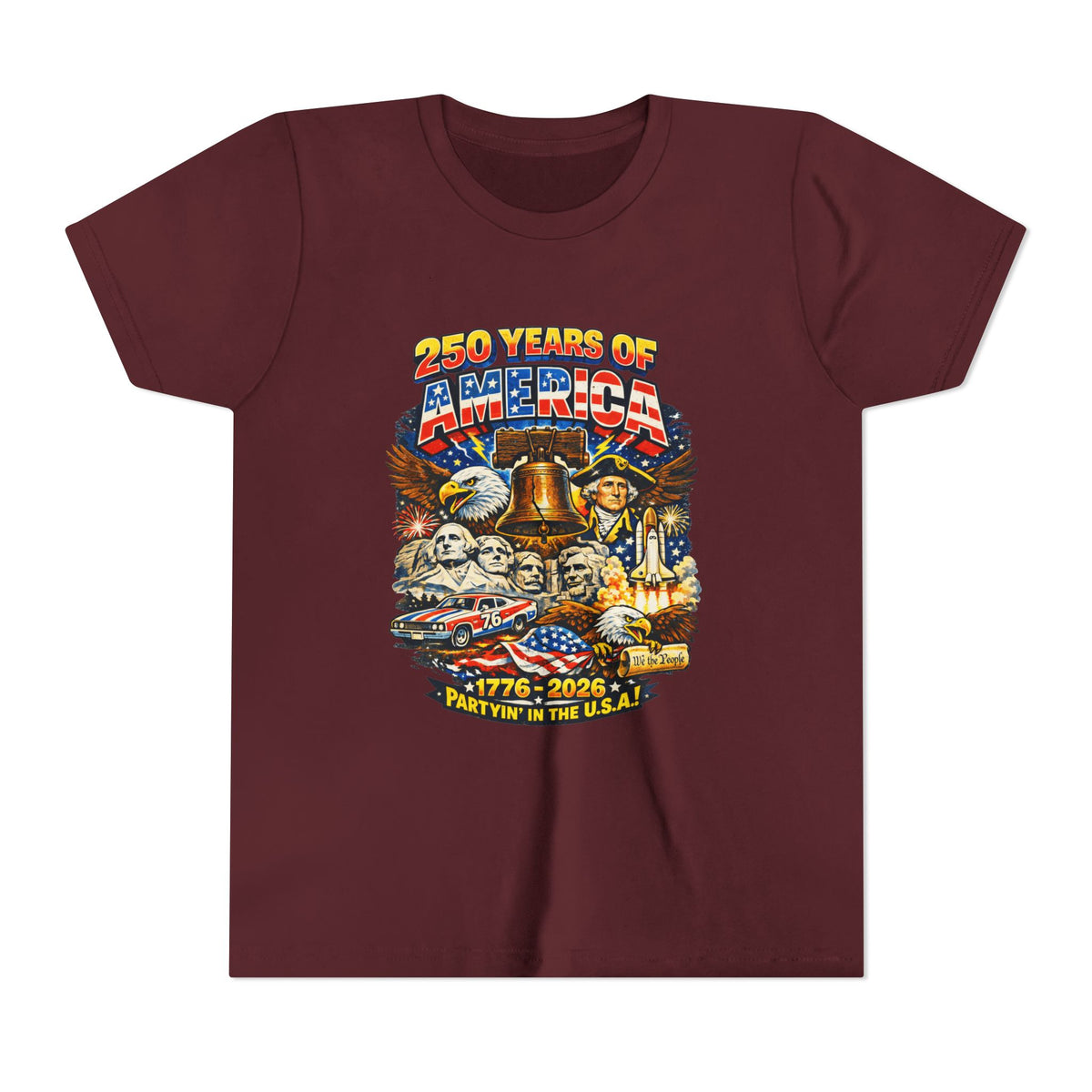 250 Years of America Youth Tee | 1776-2026 Patriotic Liberty Bell Eagle