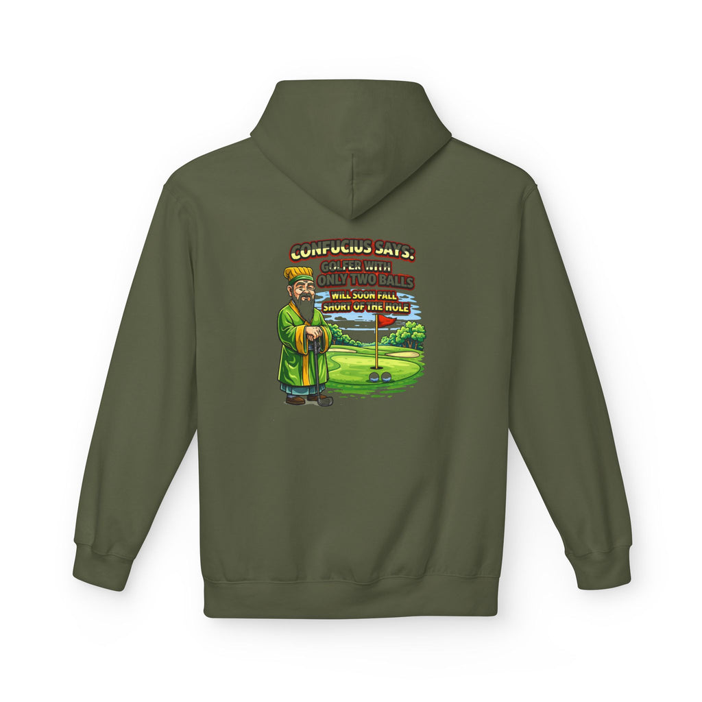 Confucius Says Golf Humor Hoodie | Funny Golf Cartoon, Two Balls Joke